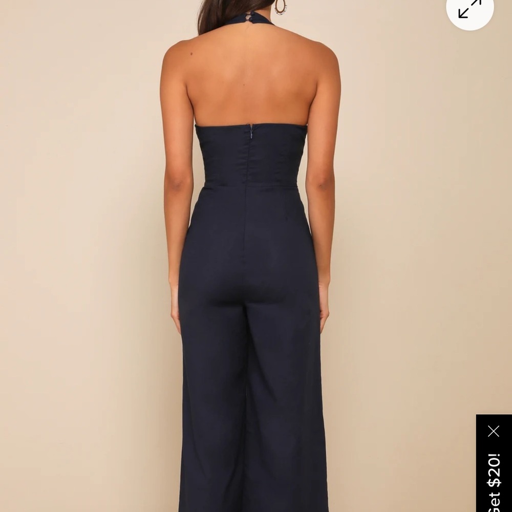Lulu's Midnight Blue Halter Jumpsuit